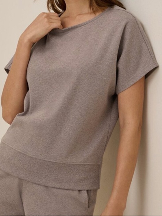 Pact Tops - Pact Organic Cotton Airplane Dolman Top Deep Taupe Heather
